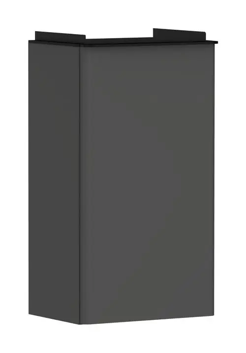 Waschtischunterschrank in Diamantgrau Matt, rechteckige Form, mit Türanschlag auf der linken Seite. Produkt von Hansgrohe, passend für Handwaschbecken.